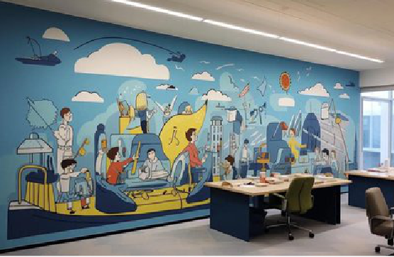  剑河办公室墙绘的特点。