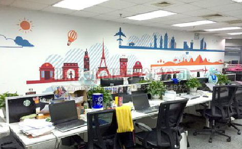  剑河教你设计办公室墙绘的方法。